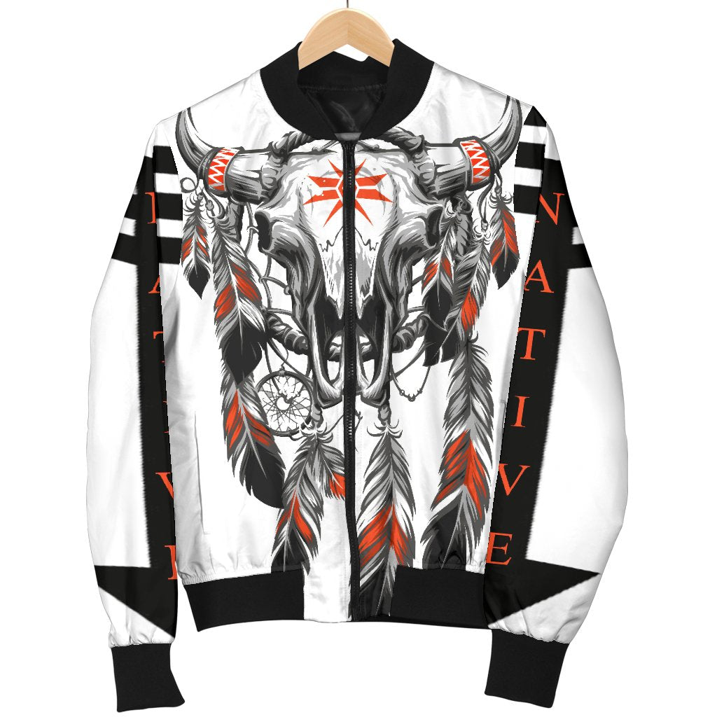 Black Arrow Skull Feather Native American Bomber Jacket LT10 - Wonder Print Shop