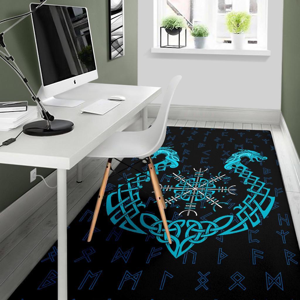 Viking Area Rug, Aegishjalmur Helm Of Awe Blue Edition RLT12 - Wonder Print Shop
