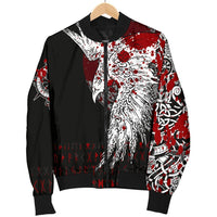 Custom Viking Women's Bomber Jacket - Mystical Raven Tattoo Blood RLT12 - Wonder Print Shop