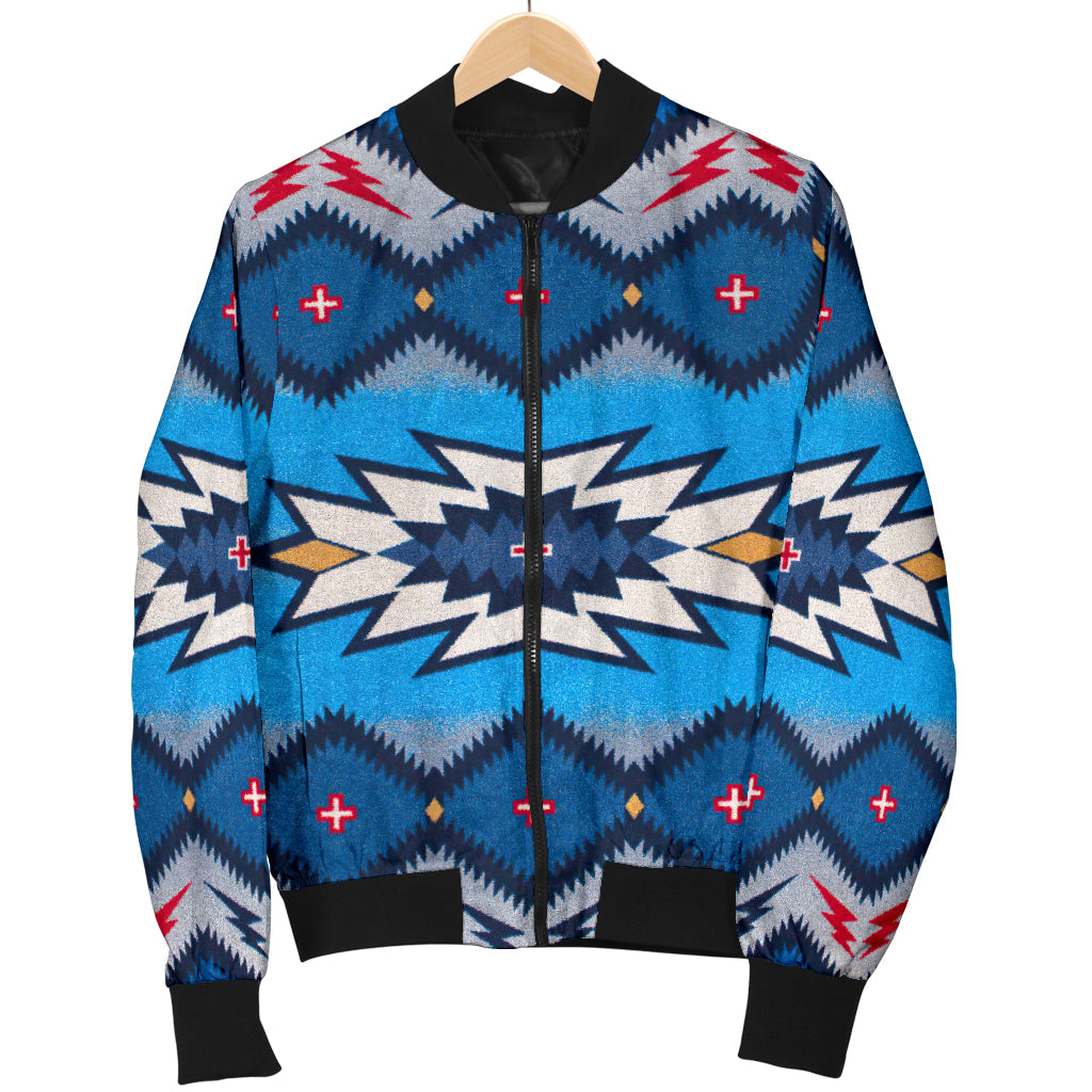 Blue Pattern American Women's Bomber Jacket LT10 - Wonder Print Shop