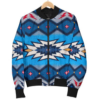 Blue Pattern American Women's Bomber Jacket LT10 - Wonder Print Shop
