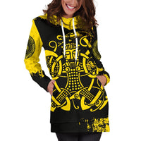 Viking Hoodie Dress, Loki Bound Triskele Rune Gold RLT12 - Wonder Print Shop