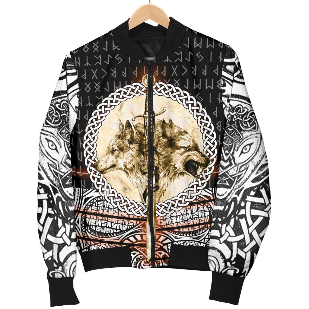Viking Women's Bomber Jacket - Wolf and Vikings Tattoo 3D RLT12 - Wonder Print Shop