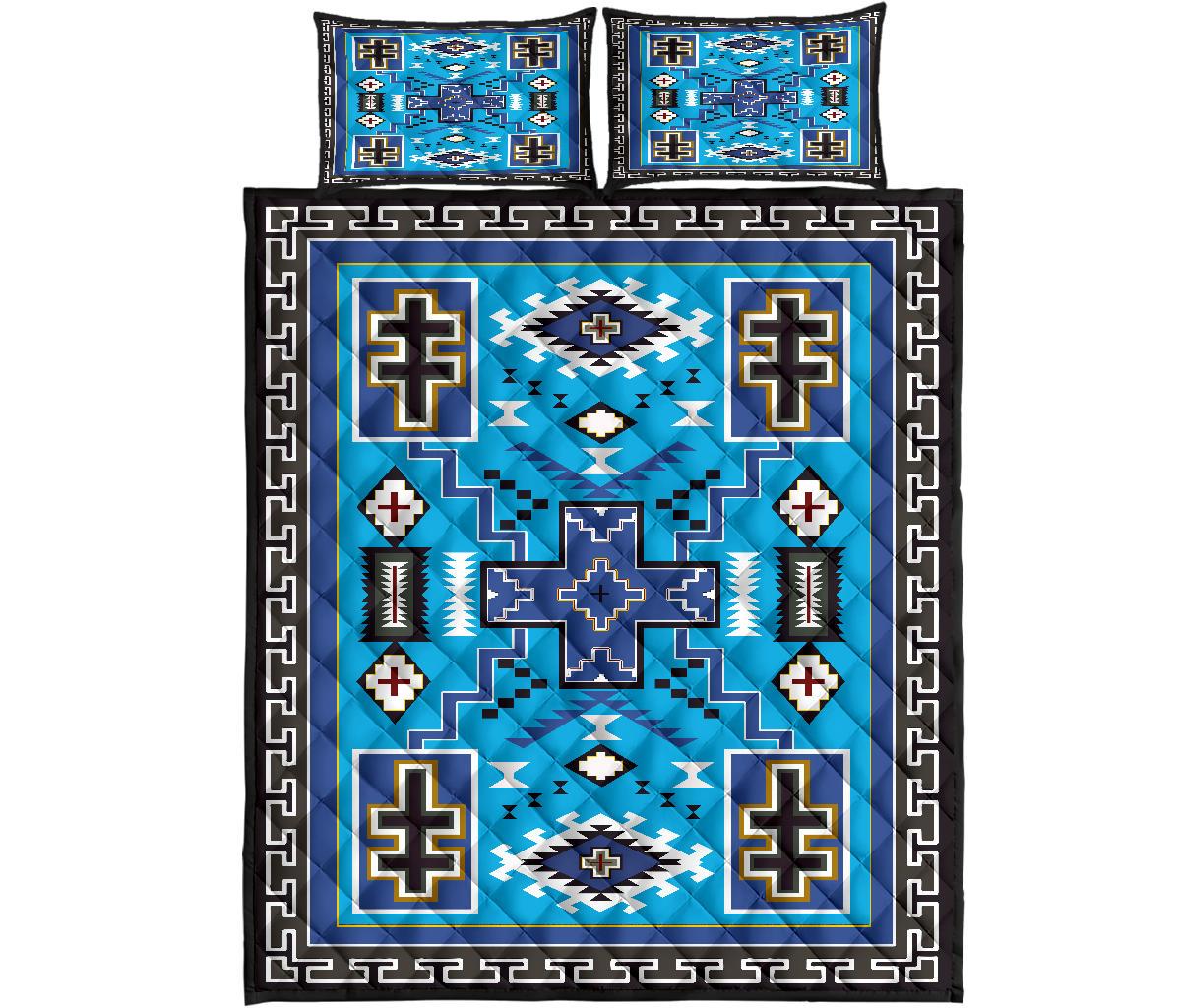 Light Blue Native American Quilt Bed Set LT10 - Wonder Print Shop