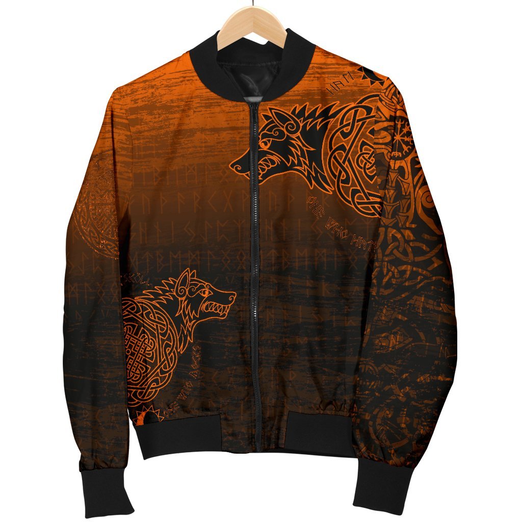Viking Women's Bomber Jacket, Skoll and Hati Orange RLT12 - Wonder Print Shop