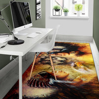 Native Women With Wolf Native American Area Rug LT10 - Wonder Print Shop