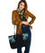 Viking Large Leather Tote, Fenrir Raven and Vegvisir Tattoo Cyan RLT12 - Wonder Print Shop