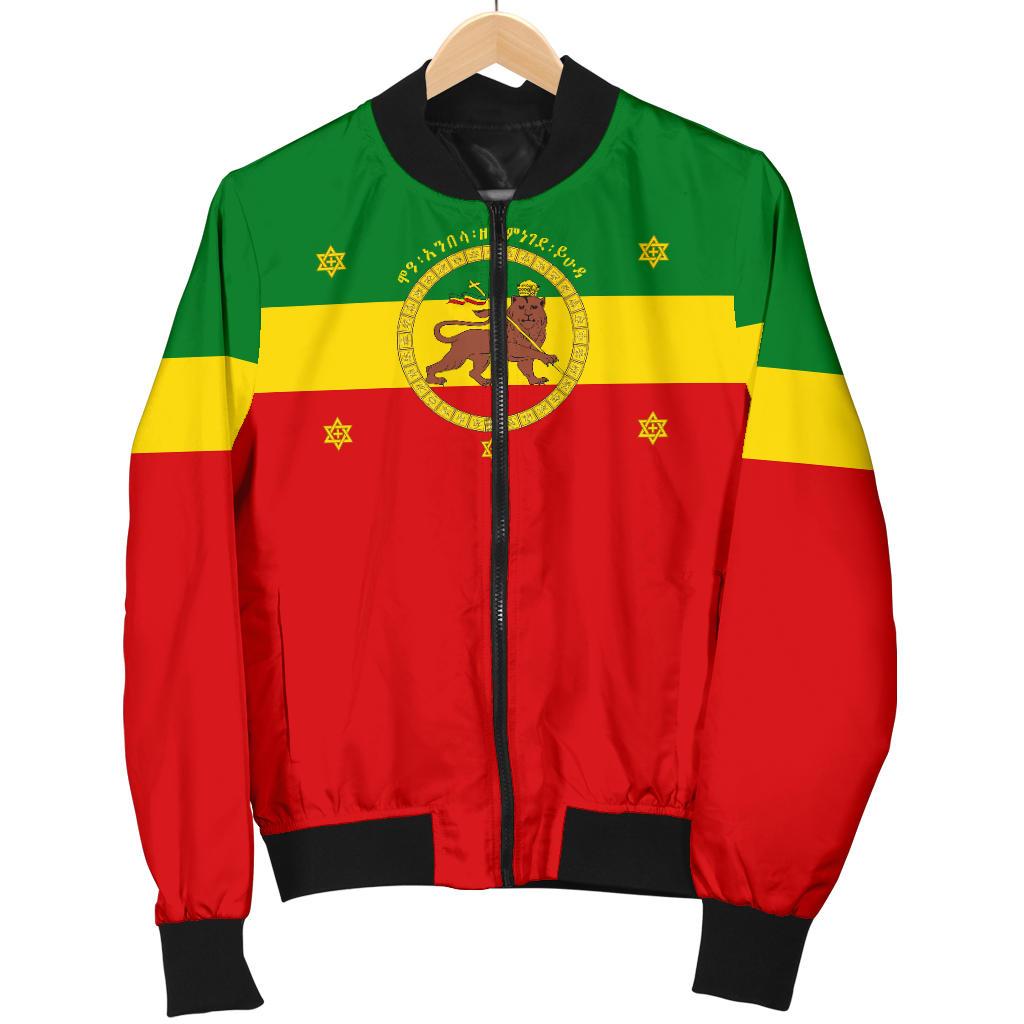 Ethiopia Men's Bomber Jacket - Imperial Flag Haile Selassie, with the Lion of Judah - Wonder Print Shop