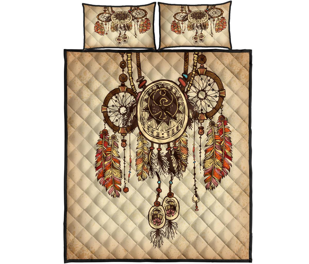 Dreamcatcher Brown Native American Quilt Bed Set LT10 - Wonder Print Shop