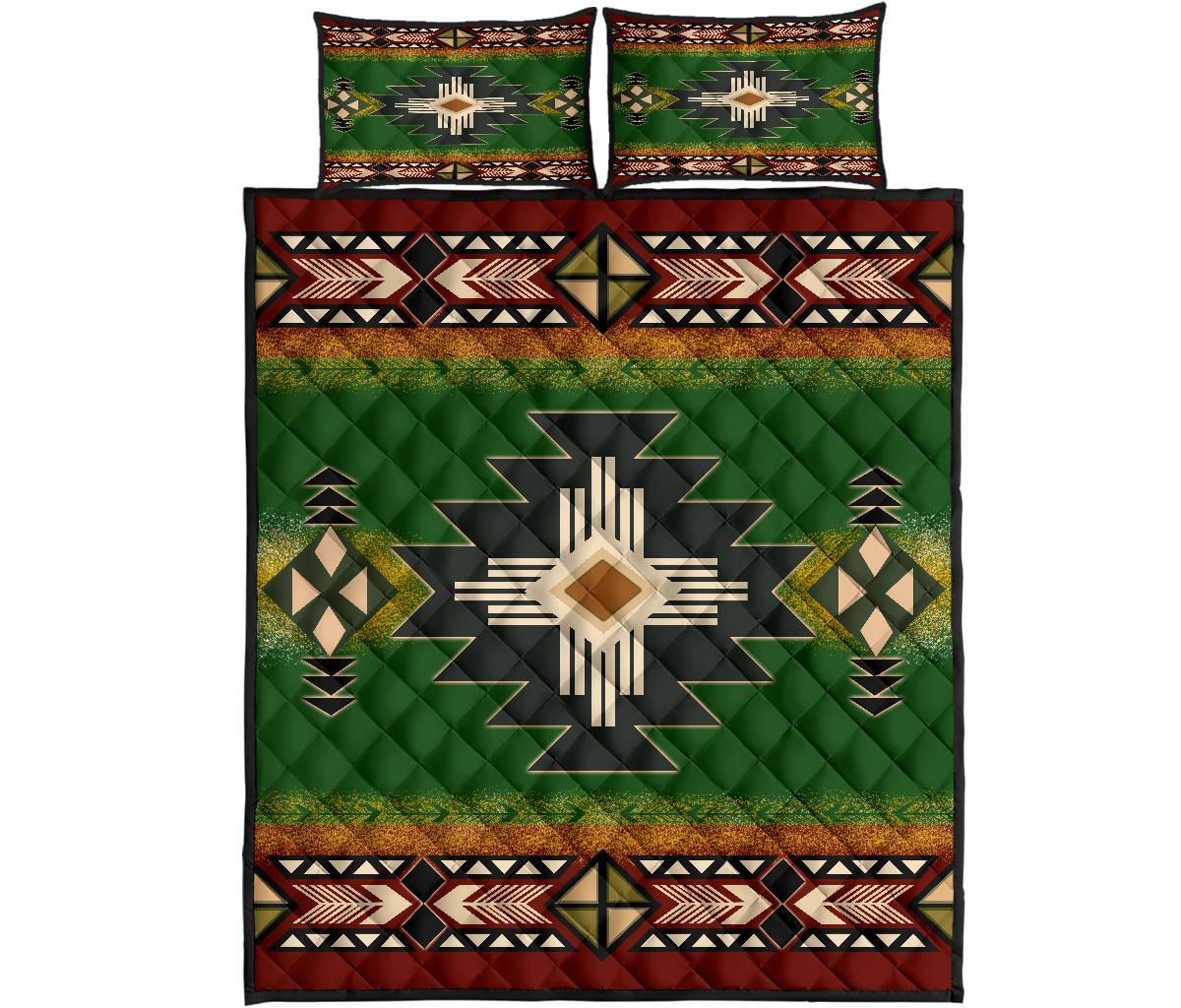 Indigenous Green Native American Quilt Bed Set LT10 - Wonder Print Shop