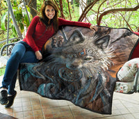 Wolf Warrior Native American Premium Quilt LT10 - Wonder Print Shop