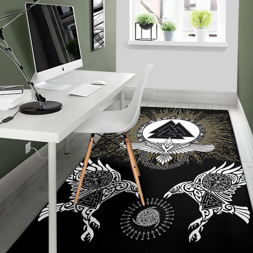 Viking Area Rug Raven, Valknut and Vegvisir RLT12 - Wonder Print Shop