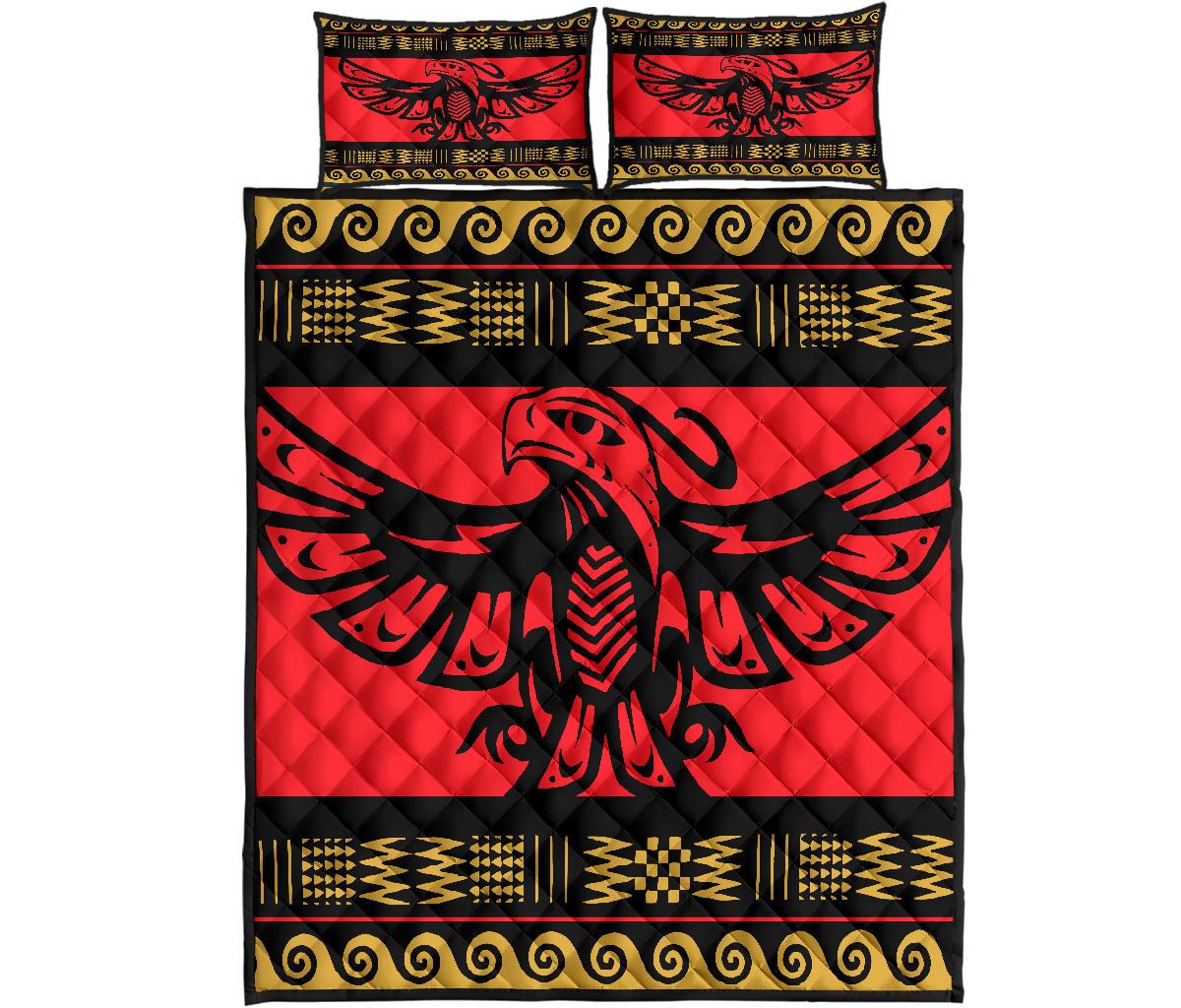 Thunderbird Red Pattern Native American Quilt Bed Set LT10 - Wonder Print Shop