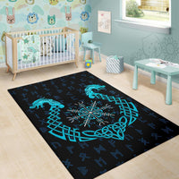 Viking Area Rug, Aegishjalmur Helm Of Awe Blue Edition RLT12 - Wonder Print Shop