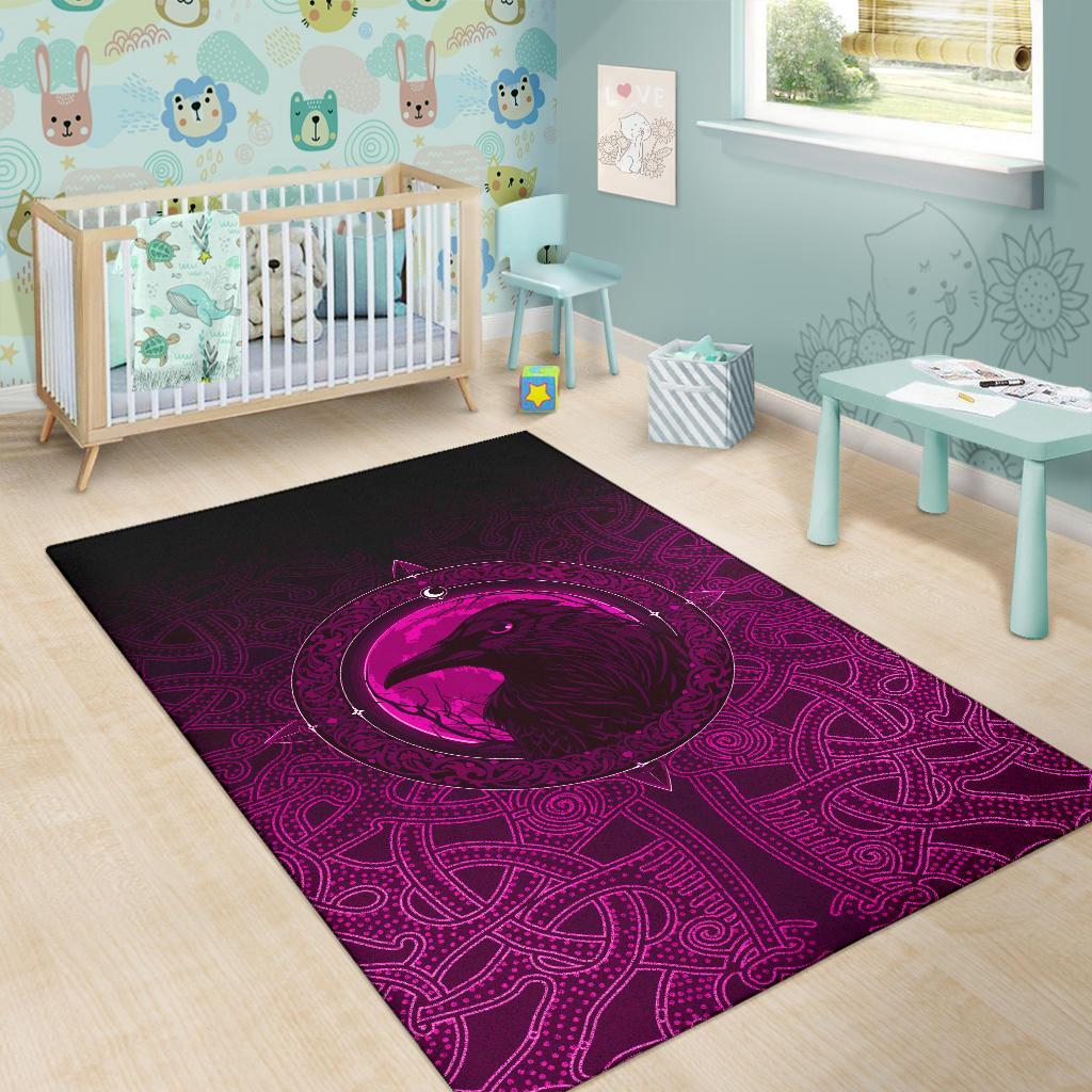Viking Area Rug, Ethnic Odin Raven Pink RLT12 - Wonder Print Shop