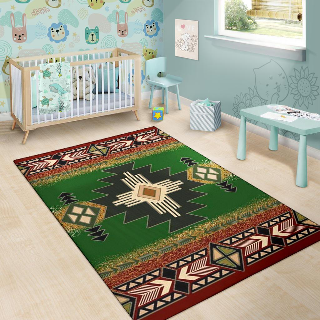 Indigenous Design Green Native American Pride Area Rug LT10 - Wonder Print Shop