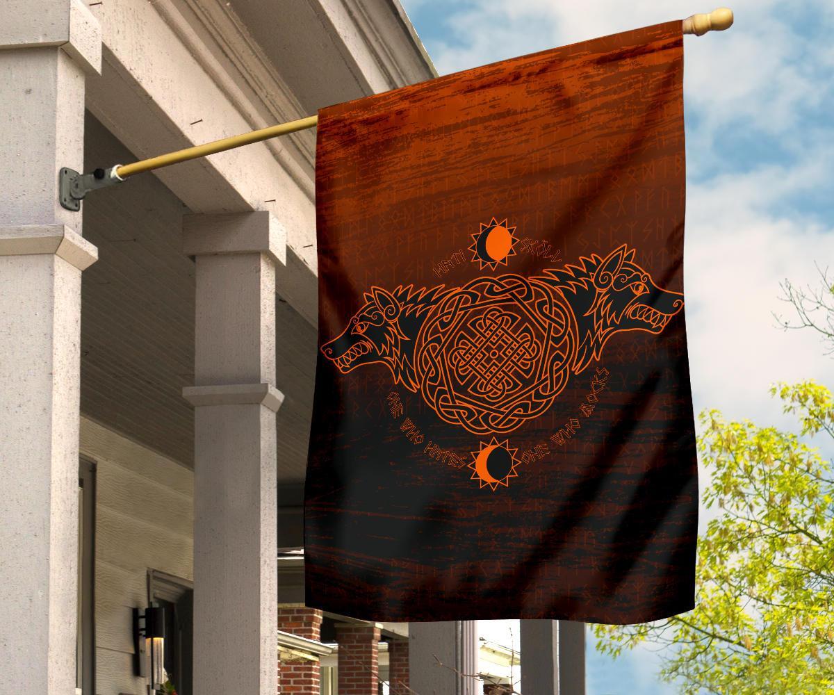 Viking Flag, Skoll and Hati Orange RLT12 - Wonder Print Shop