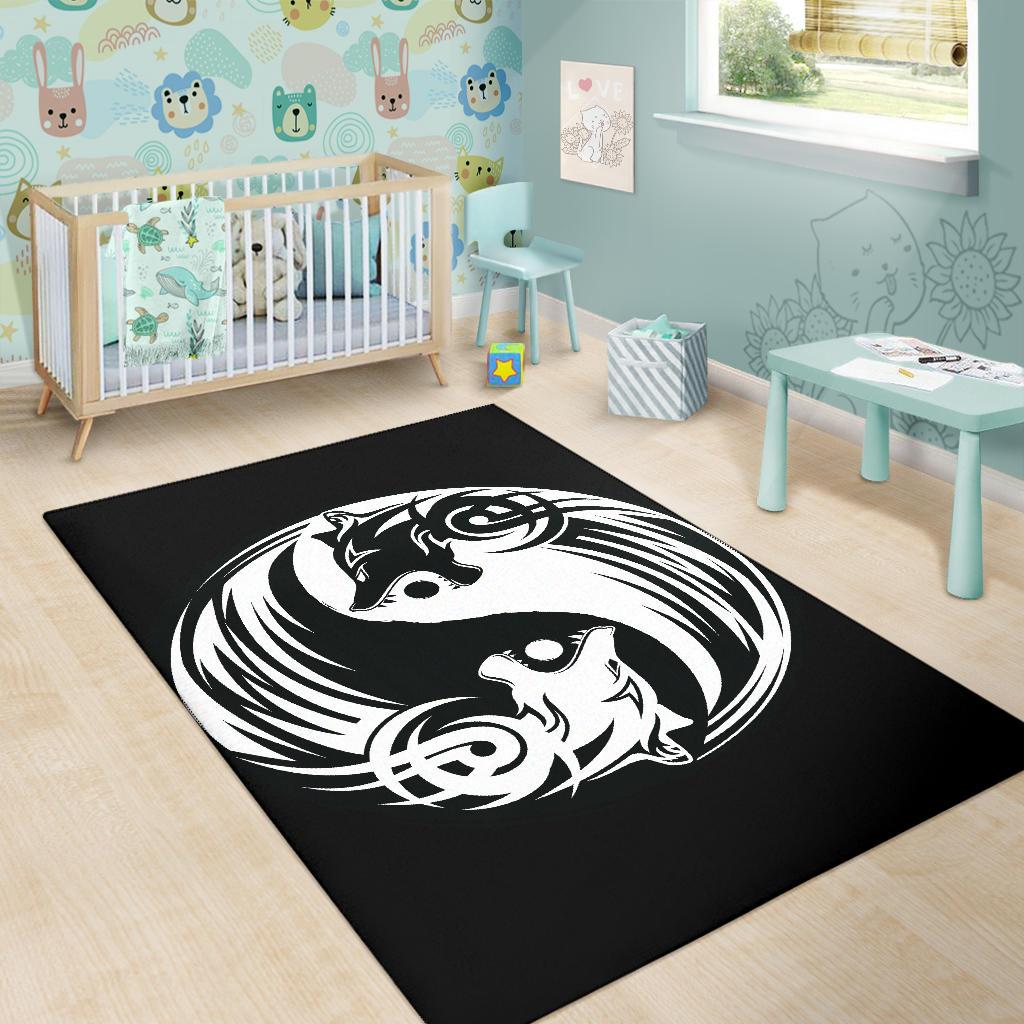 Viking Bomber Area Rug Ying Yang Wolf RLT12 - Wonder Print Shop
