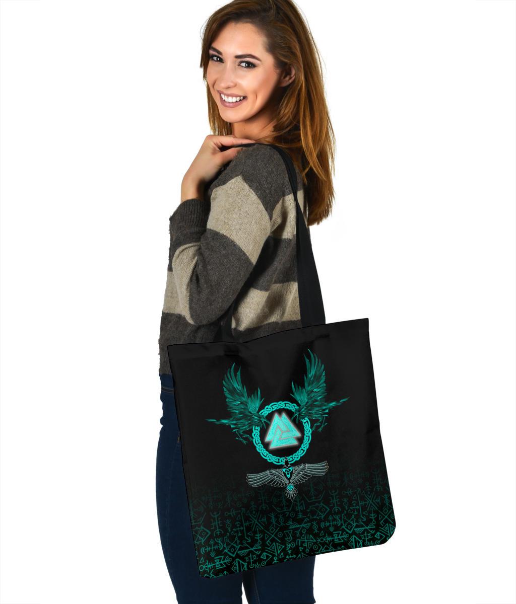 viking-tote-bag-three-raven-and-valknut-cyan