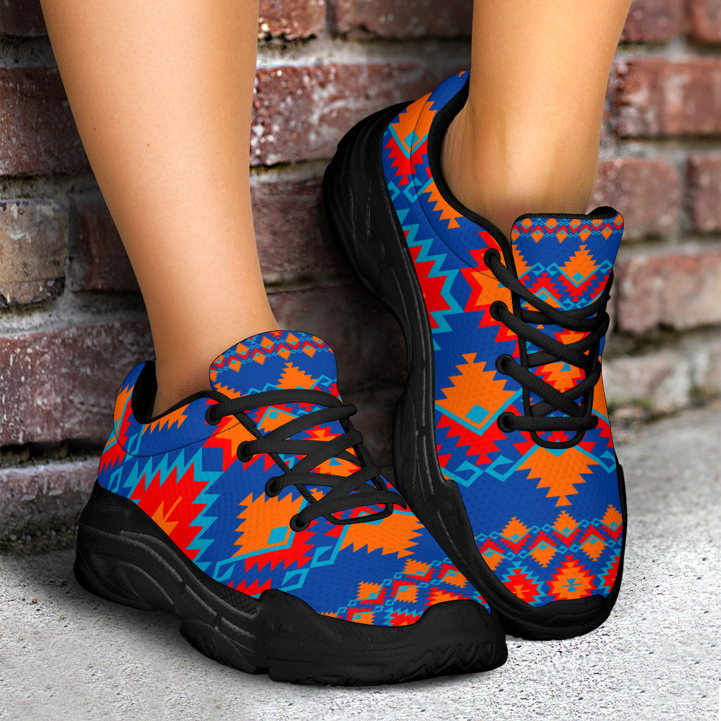 native-american-red-and-yellow-geometric-chunky-sneakers