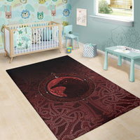 Viking Area Rug, Ethnic Odin Raven Red RLT12 - Wonder Print Shop