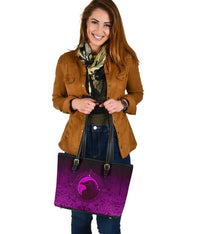 Viking Small Leather Tote Bag, Ethnic Odin Raven Pink RLT12 - Wonder Print Shop