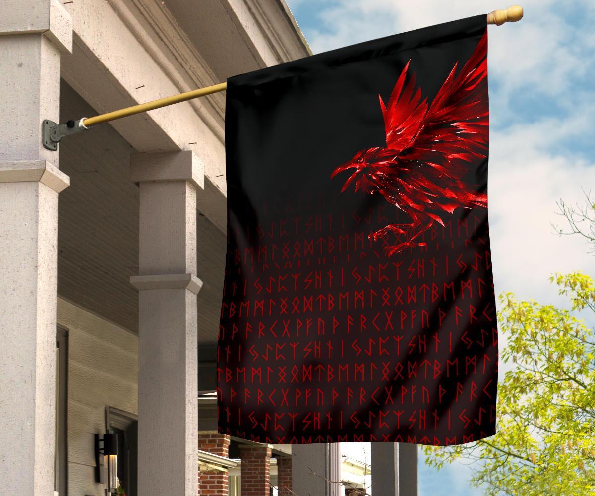 Viking Garden Flag The Raven Of Odin Rune, Red RLT12 - Wonder Print Shop