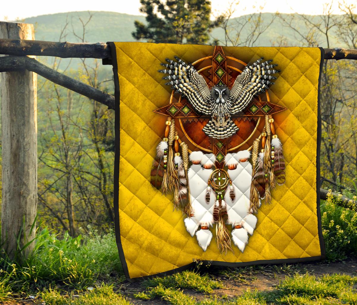 Owl Yellow Native American Premium Quilt LT10 - Wonder Print Shop