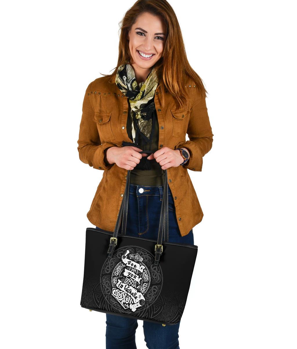 Viking Small Leather Tote - See You In Valhalla RLT12 - Wonder Print Shop