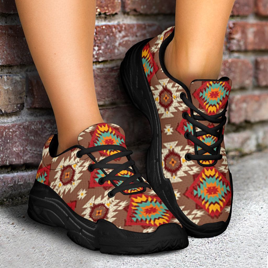 native-american-red-pattern-chunky-sneakers