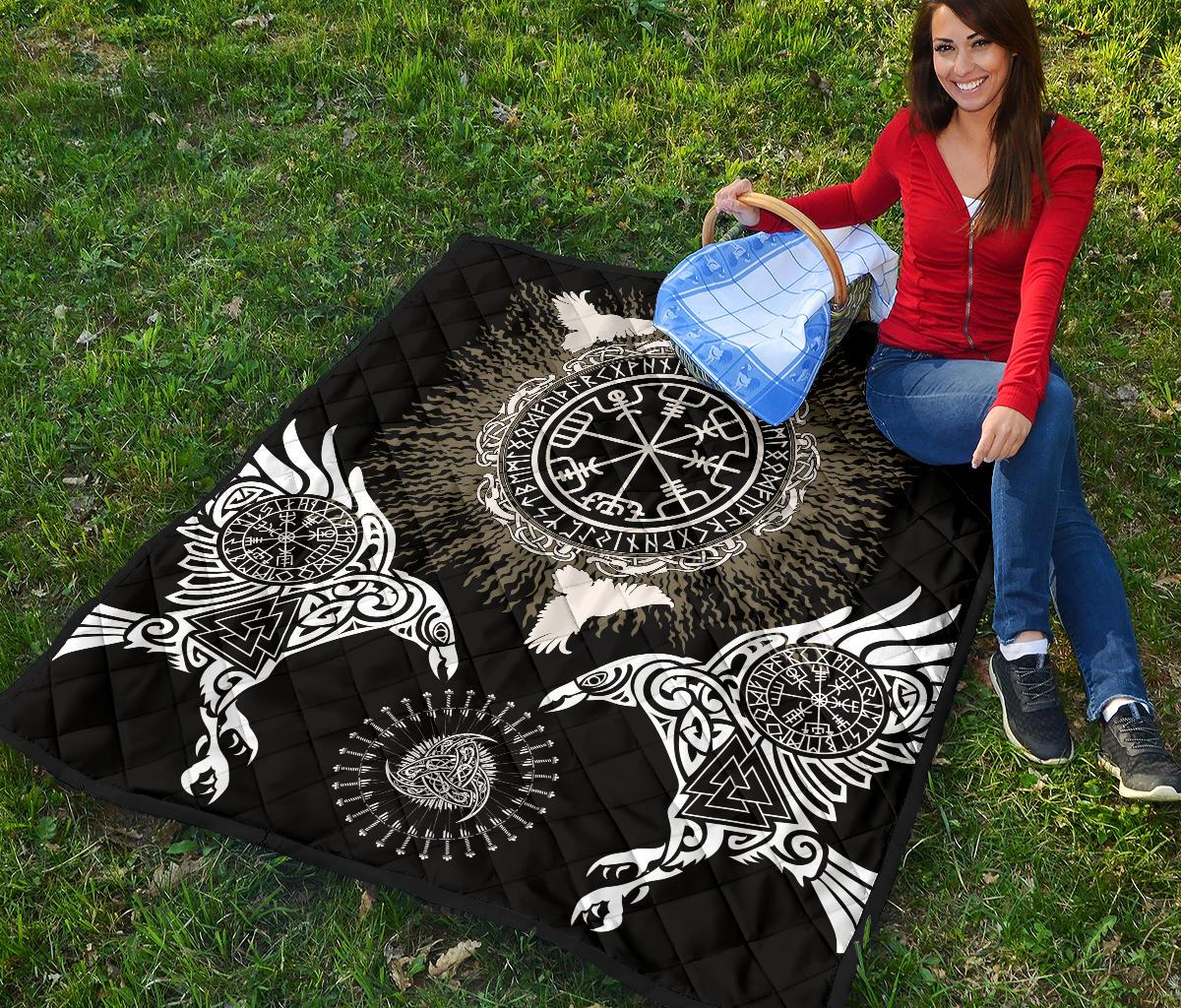 Viking Premium Quilt Raven, Valknut and Vegvisir RLT12 - Wonder Print Shop