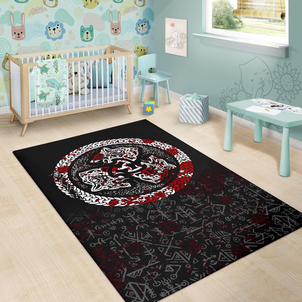 Viking Area Rug Fierce Blood Wolf Symbol Of A Viking Nordic RLT12 - Wonder Print Shop