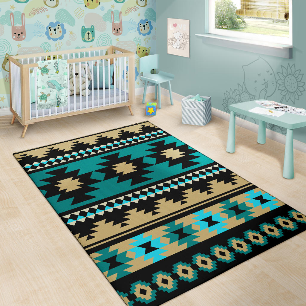 Green Ethnic Aztec Pattern Area Rug LT10 - Wonder Print Shop