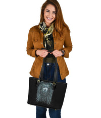 Viking Small Leather Tote, Spiral Wolf Spirit RLT12 - Wonder Print Shop