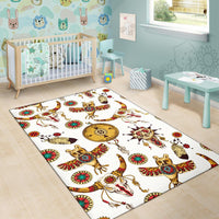 Owl Bison Pattern Native American Area Rug LT10 - Wonder Print Shop