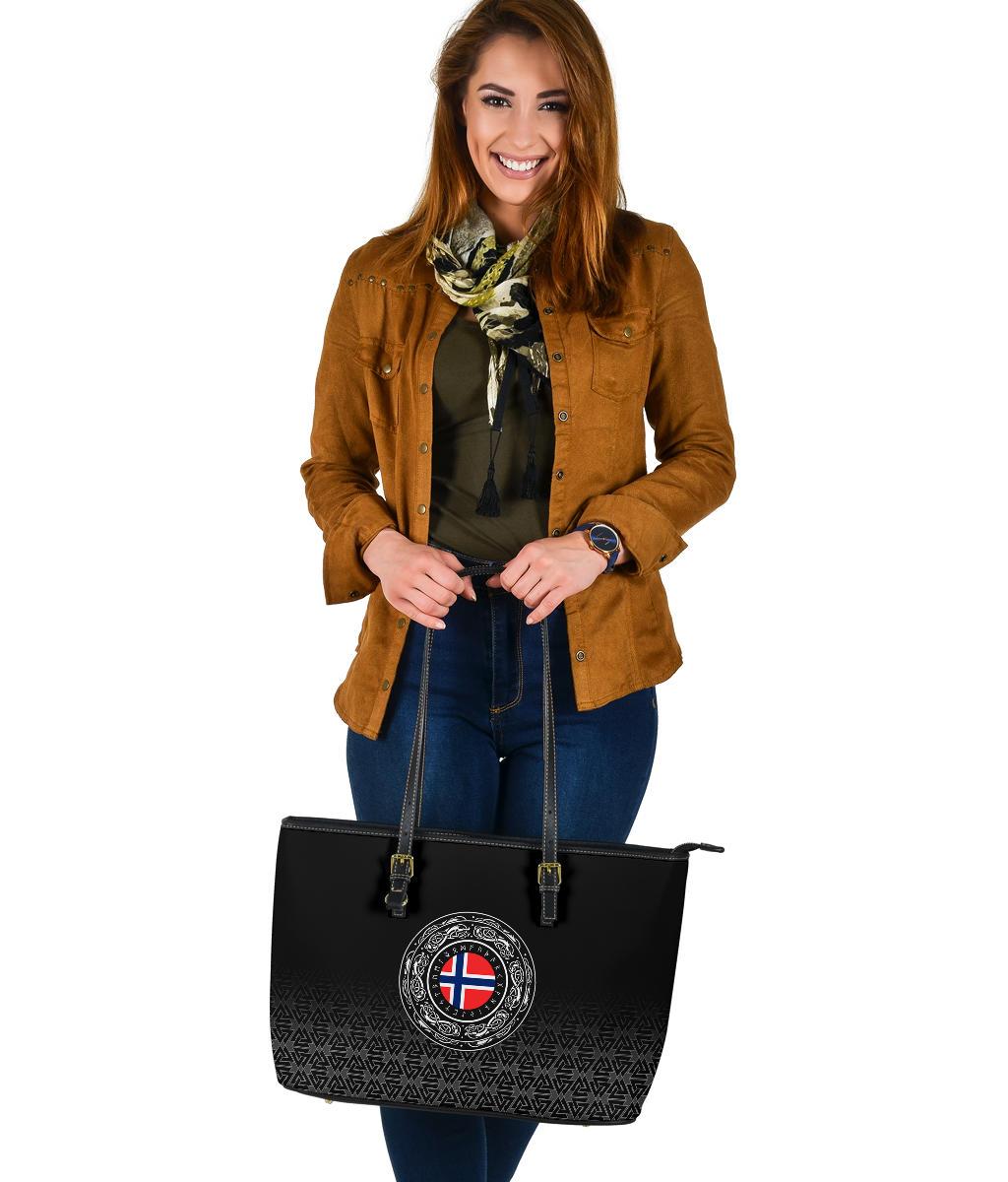 Viking Large Leather Tote Norway Coat Of Arms RLT12 - Wonder Print Shop