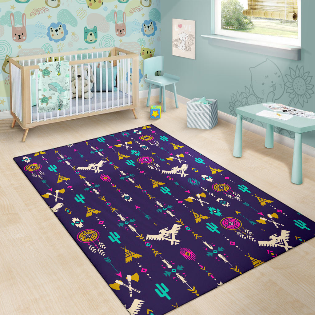 Thunderbird Pattern Blue Area Rug LT10 - Wonder Print Shop