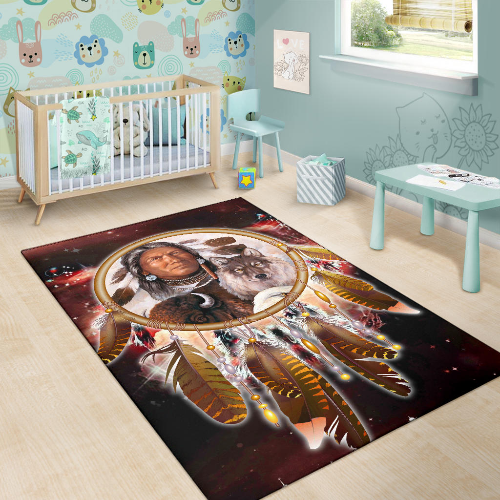 Chief and Animals Red Area Rug LT10 - Wonder Print Shop
