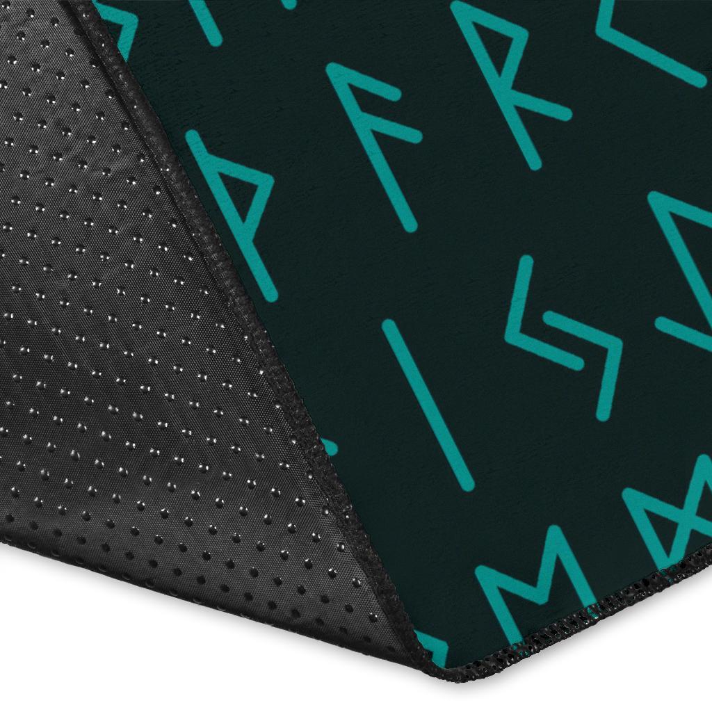 Viking Area Rug The Raven Of Odin Rune Cyan RLT12 - Wonder Print Shop