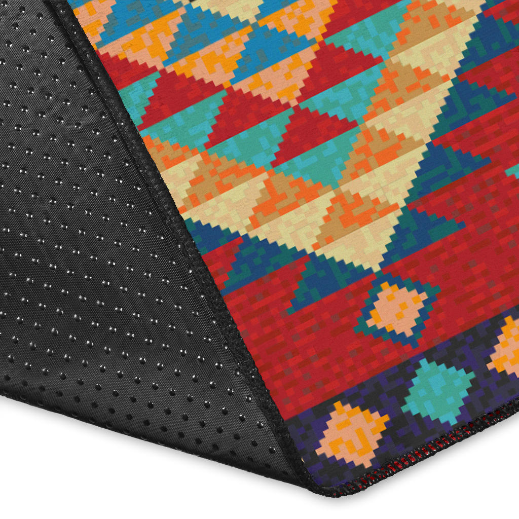 Geometric Red and Green Pattern Area Rug LT10 - Wonder Print Shop