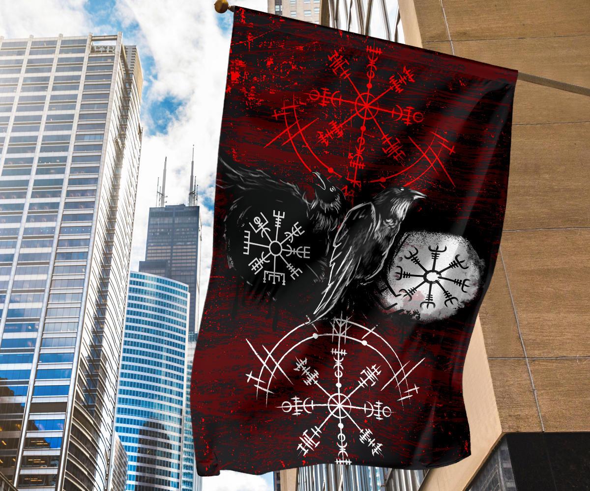 Viking Garden Flag Raven Of Odin and Symbol Viking On Blood Background RLT12 - Wonder Print Shop