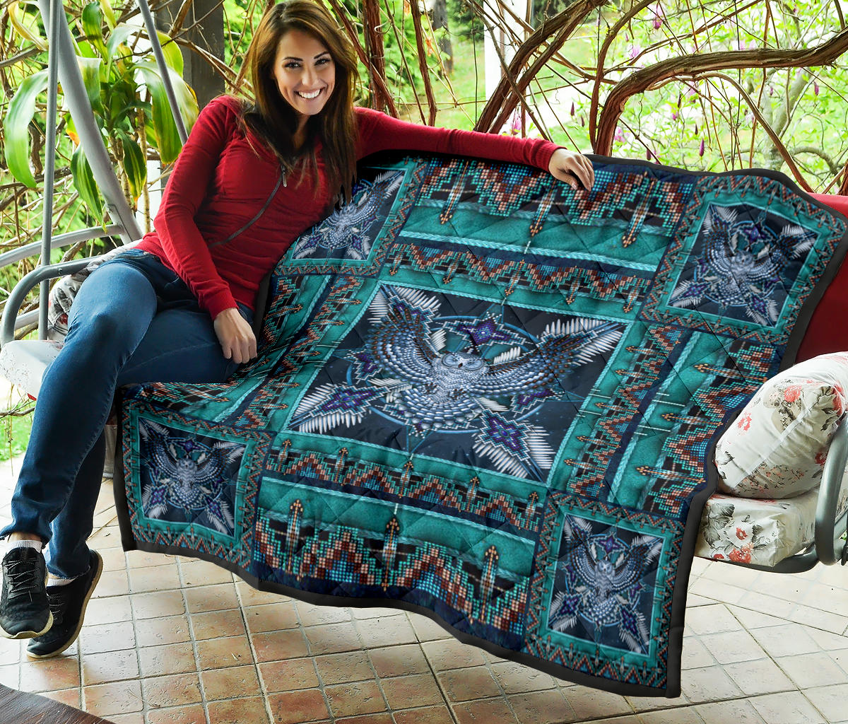 Native American Pattern Blue Mandala Premium Quilt LT10 - Wonder Print Shop