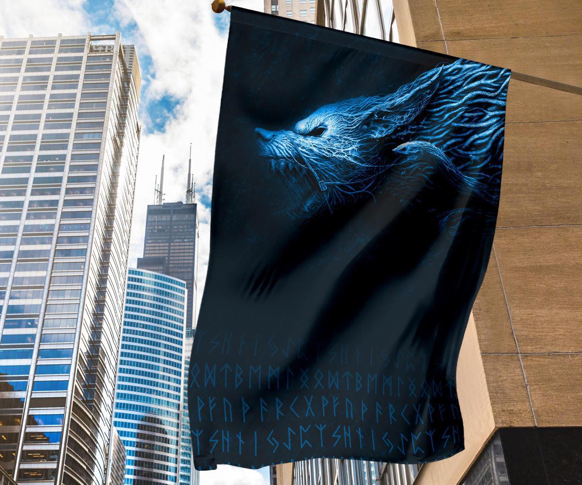 Viking Flag, Fenrir Wolf RLT12 - Wonder Print Shop