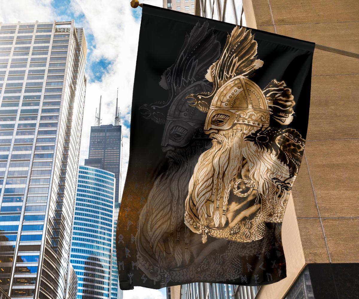 Viking Garden Flag Odin Raven Viking Gold RLT12 - Wonder Print Shop