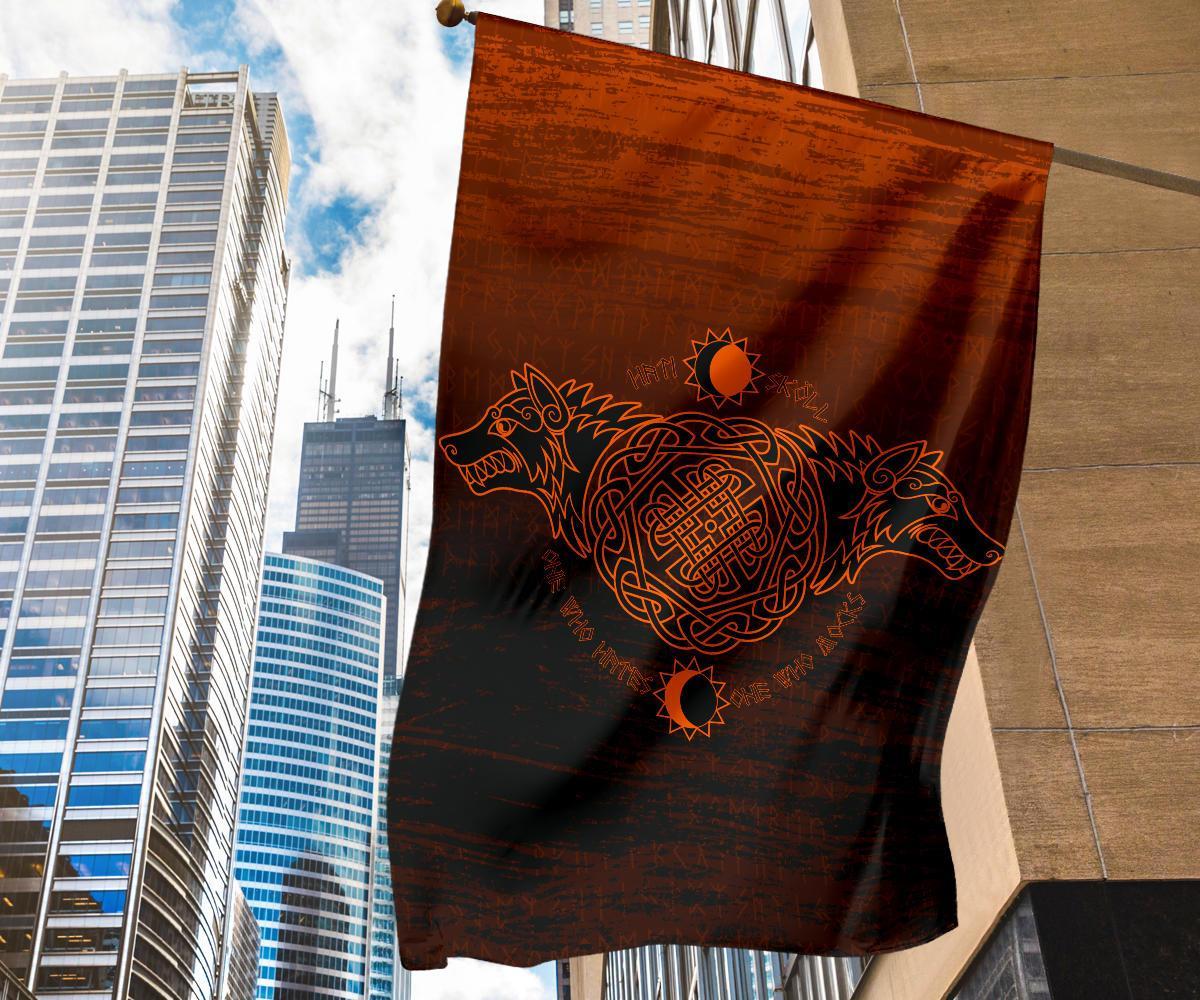 Viking Flag, Skoll and Hati Orange RLT12 - Wonder Print Shop