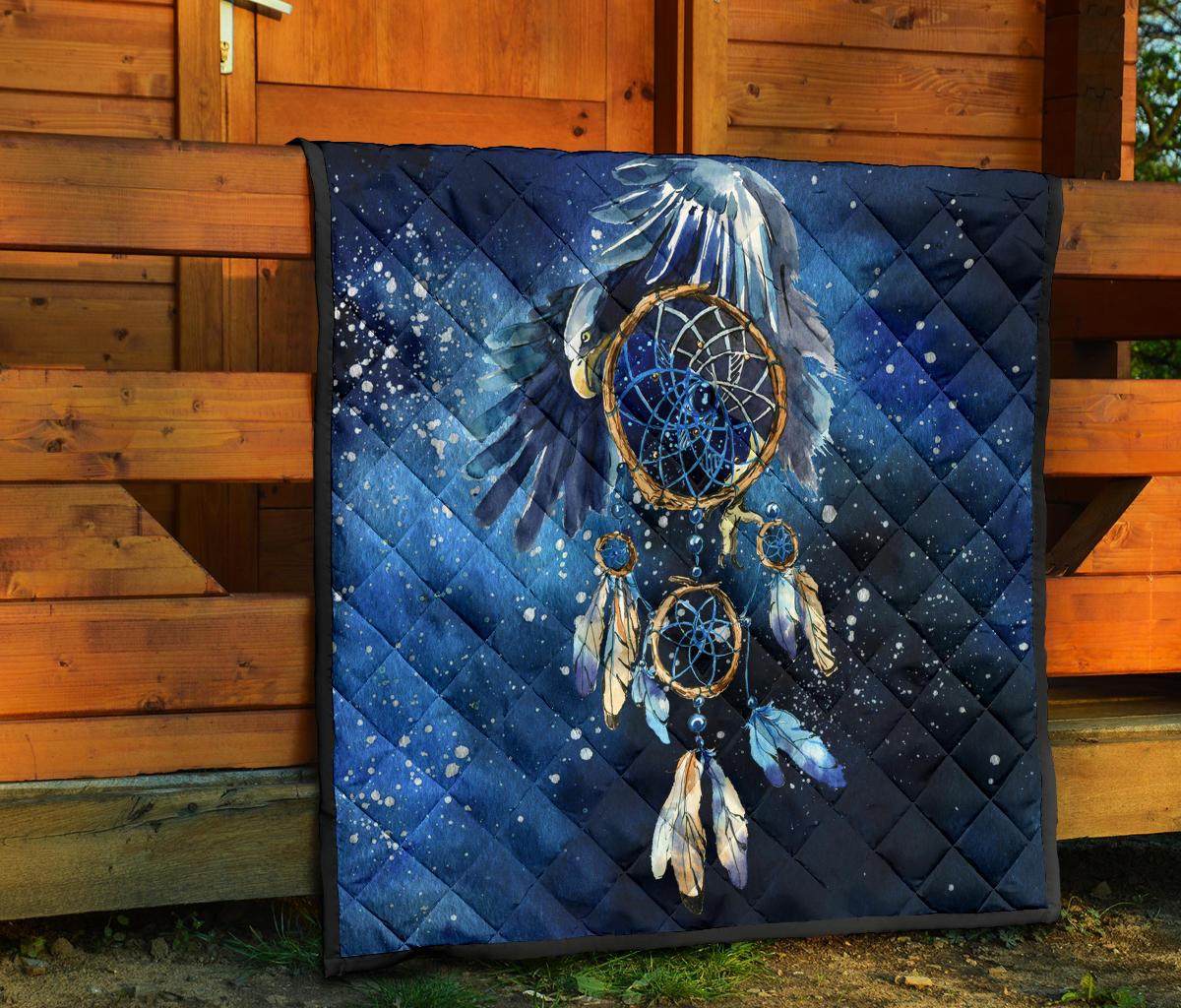 Blue Galaxy Dreamcatcher Native American Premium Quilt LT10 - Wonder Print Shop