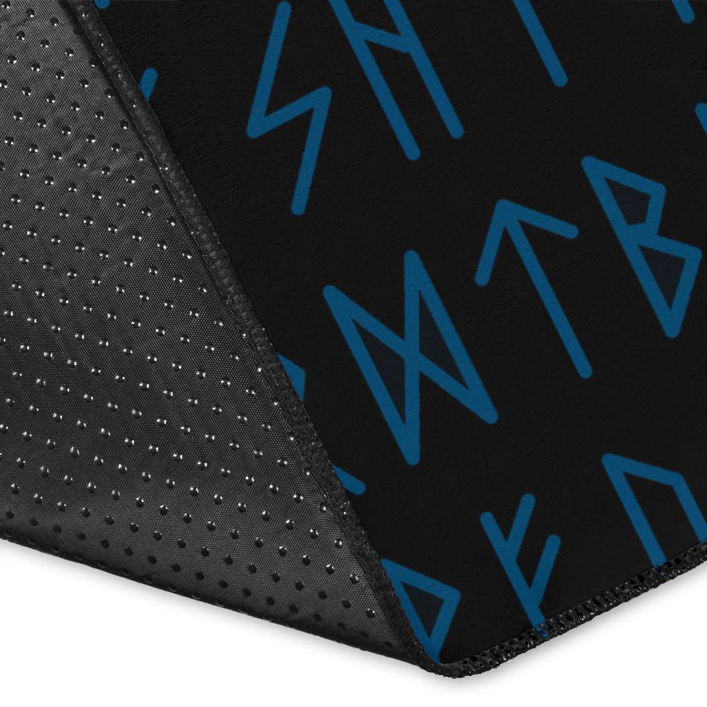 Viking Area Rug, Fenrir Raven and Vegvisir Tattoo Cyan RLT12 - Wonder Print Shop