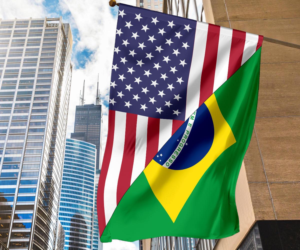 US Flag with Brazil Flag - Wonder Print Shop