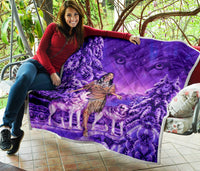 Native American Girl and Wolf Purple Premium Quilt LT10 - Wonder Print Shop