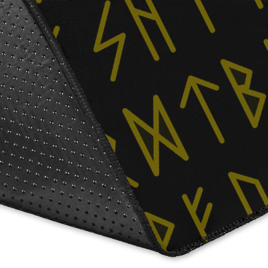 Viking Area Rug, Fenrir Raven and Vegvisir Tattoo Yellow RLT12 - Wonder Print Shop